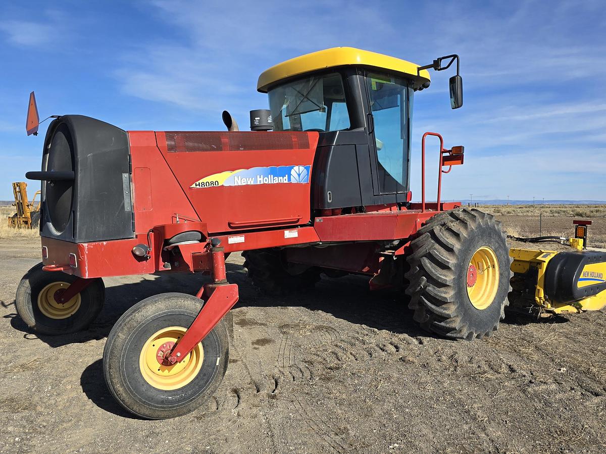 Used 2014 New Holland H8080 Rotary Windrower w/ Newer Header