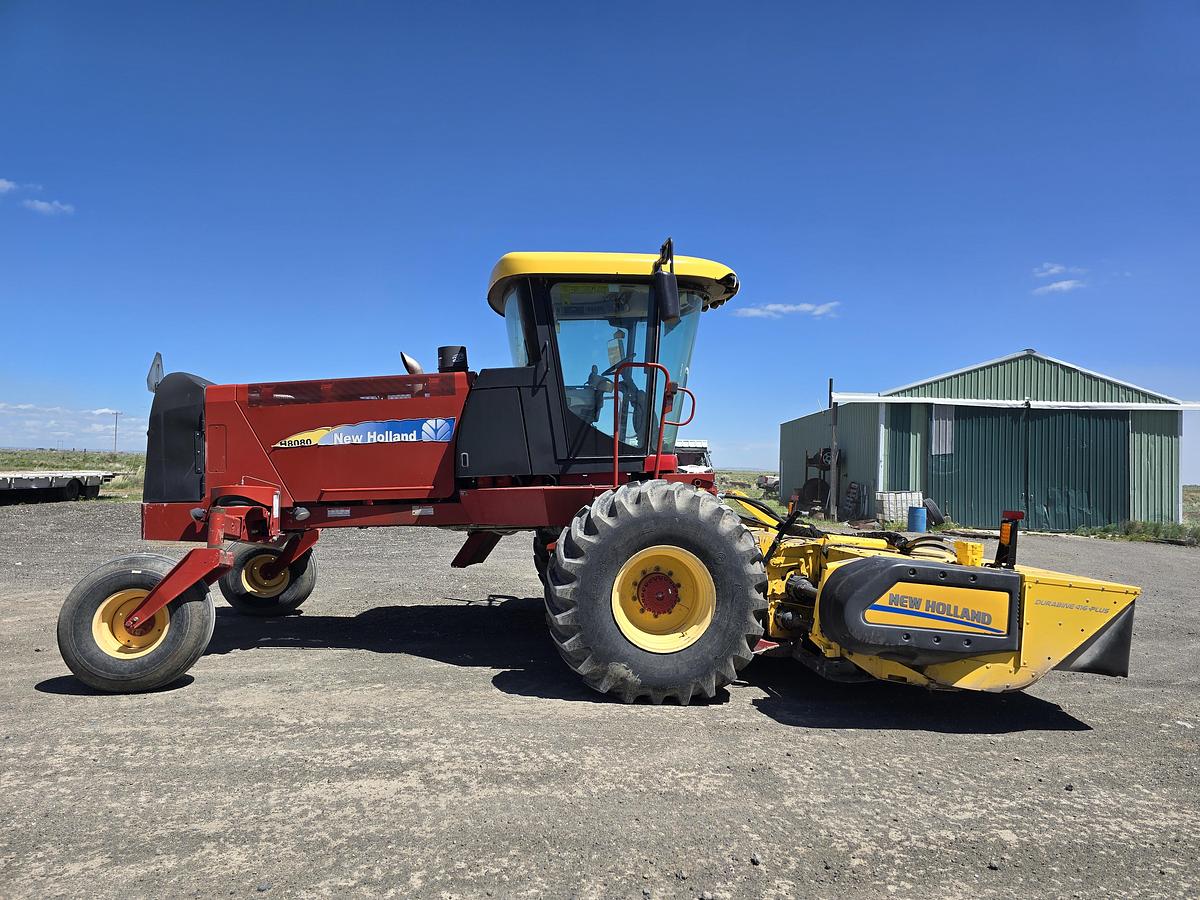 Used ** Going to Auction ** 2014 New Holland H8080 Rotary Windrower w/ Newer Header