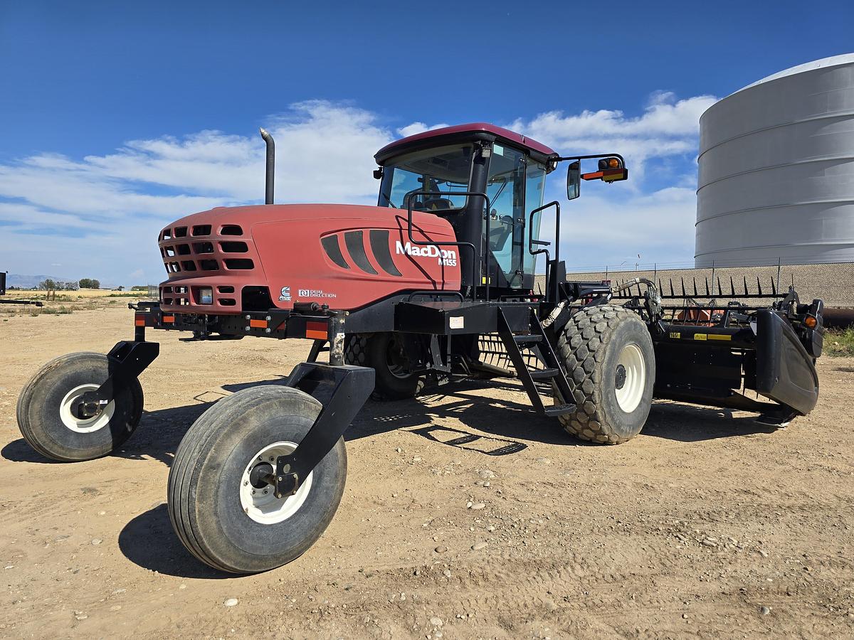 Used 20' MacDon M155 Windrower w/ Draper Head for Grass / Mint