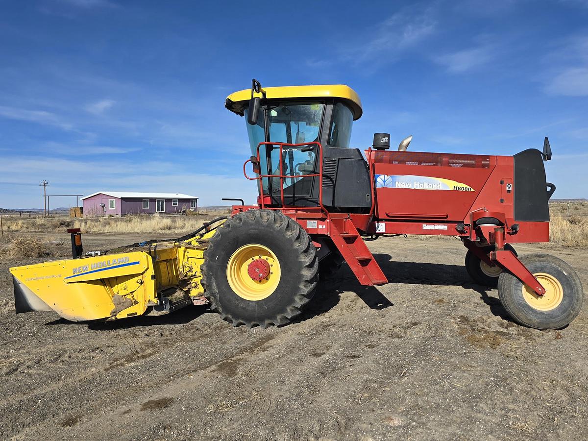 Used 2014 New Holland H8080 Rotary Windrower w/ Newer Header