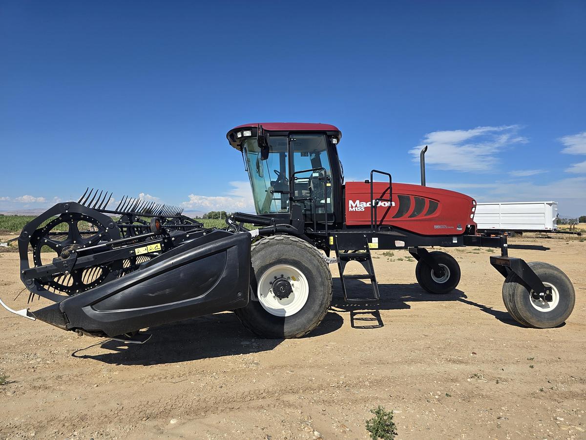 Used 20' MacDon M155 Windrower w/ Draper Head for Grass / Mint