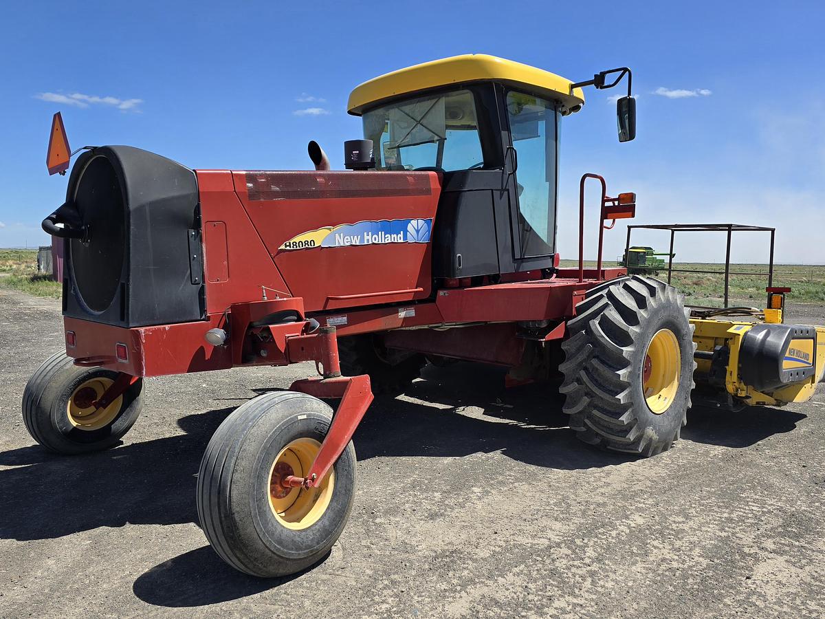 Used ** Going to Auction ** 2014 New Holland H8080 Rotary Windrower w/ Newer Header