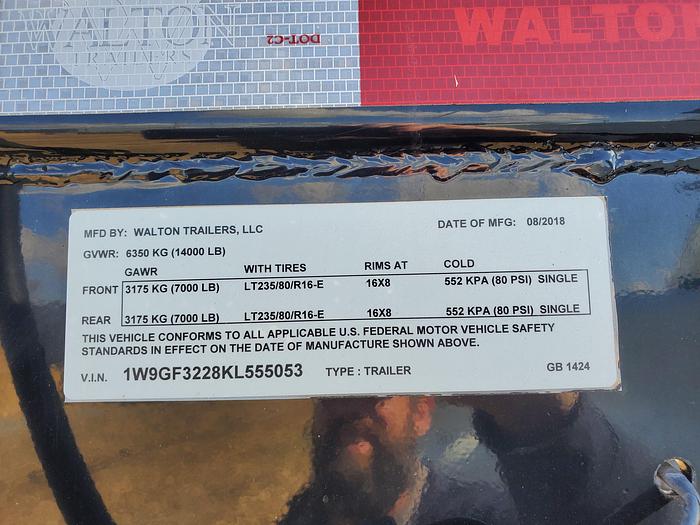 Used 2019 24' Walton Equipment Trailer