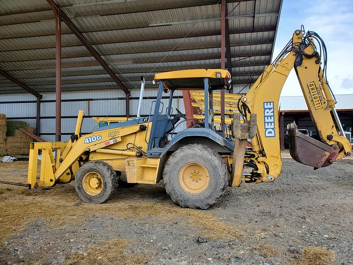 Used 2004 John Deere 410G Backhoe w/ Bale Fork + Bucket