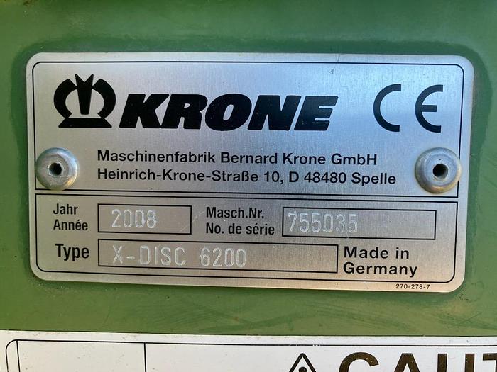 Used 2008 Krone X-Disc 6200 Direct Cutting Header for Chopper