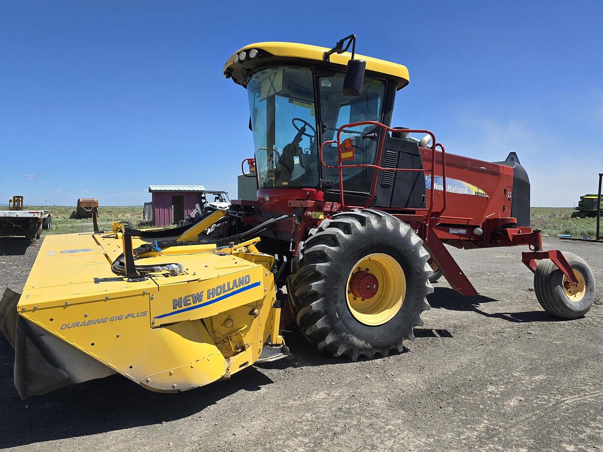 Used ** Going to Auction ** 2014 New Holland H8080 Rotary Windrower w/ Newer Header