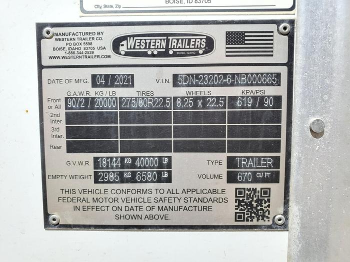 Used 2021 Western Hopper Trailer Set - 38' + 20'