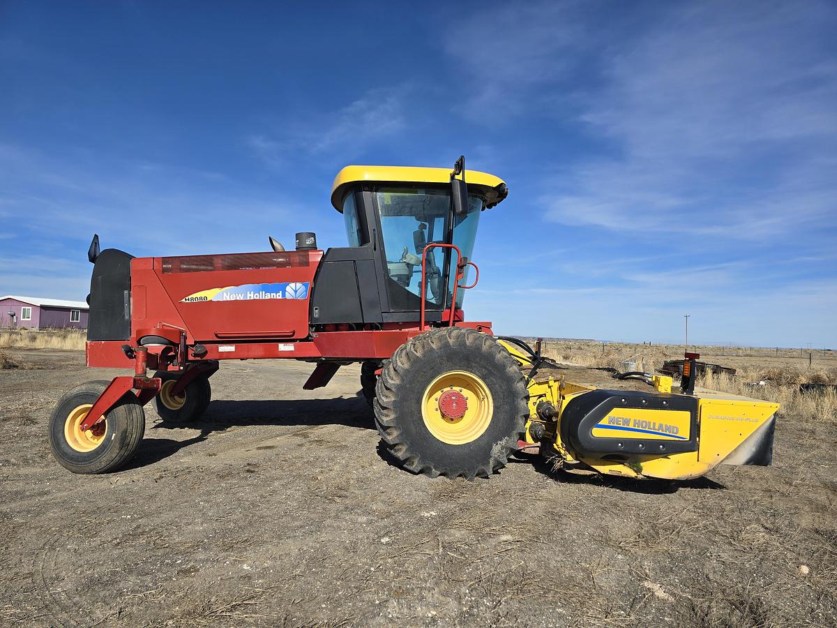 Used 2014 New Holland H8080 Rotary Windrower w/ Newer Header