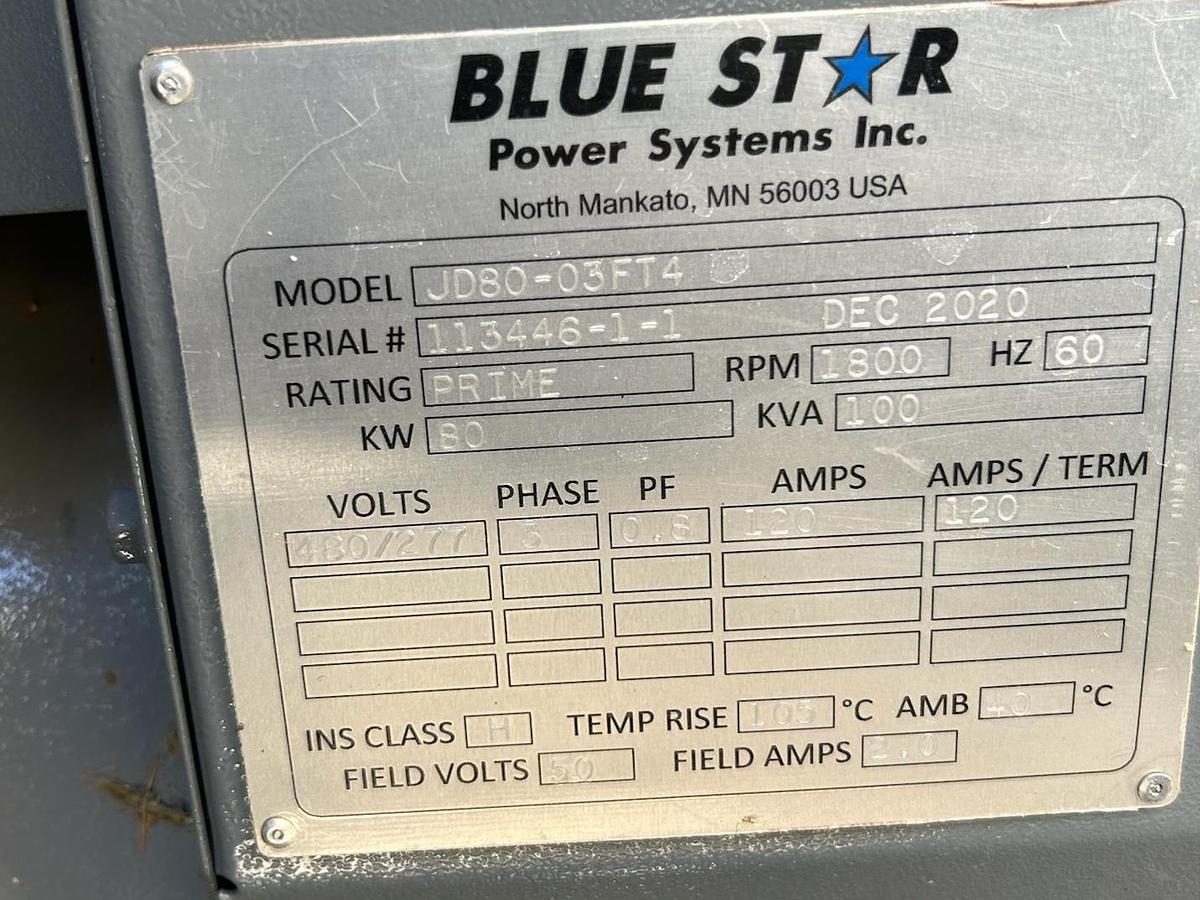 Used 2021 Blue Star 80kw Generator Set