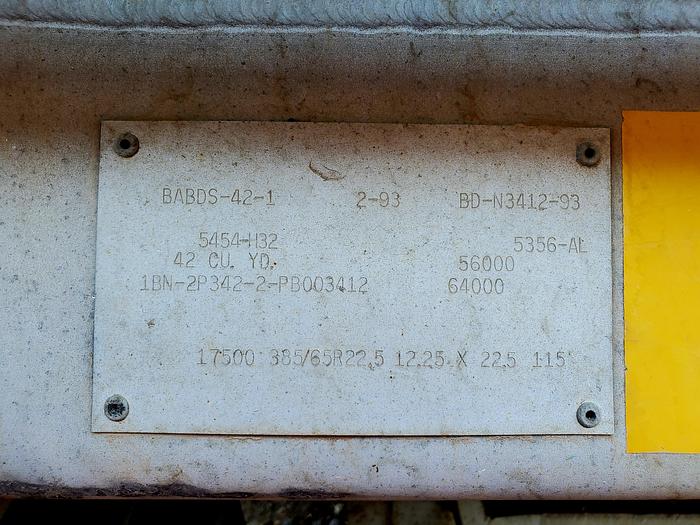 Used 1993 Beall 42 cyd Belly Dump Trailer