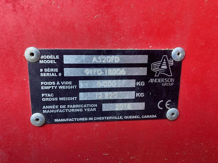 Used 2018 Anderson A520FD Vertical Feed Mixer