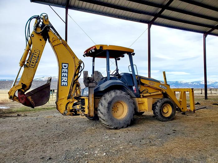 Used 2004 John Deere 410G Backhoe w/ Bale Fork + Bucket