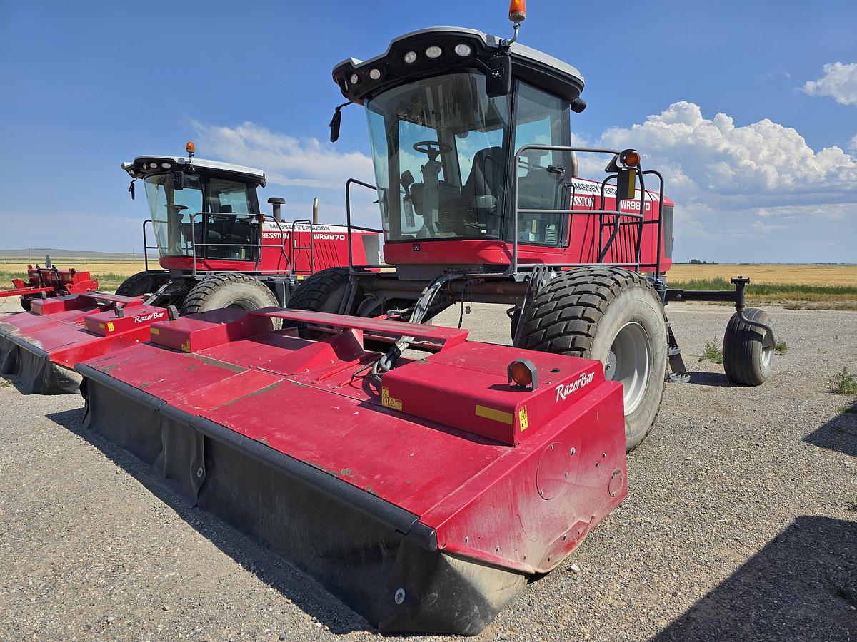 Used 2015 Massey Ferguson WR9870 Rotary Windrower w/ 1600 hrs