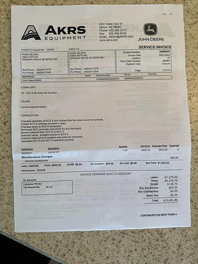 Used 2012 John Deere 8360R Tractor w/ IVT + ILS