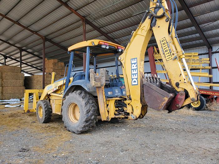 Used 2004 John Deere 410G Backhoe w/ Bale Fork + Bucket