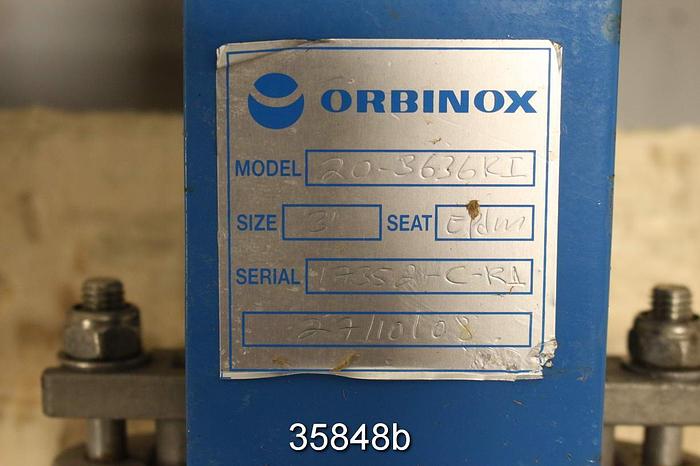 Used Orbinox 3" Hand Operated Knife Gate Valve #35848