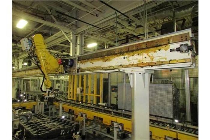 Used FANUC GANTRY ROBOT SYSTEM WITH M710iB/70T ROBOT 8' TALL X 10,200 MM TRAVEL RJ3iB CONTROLLER