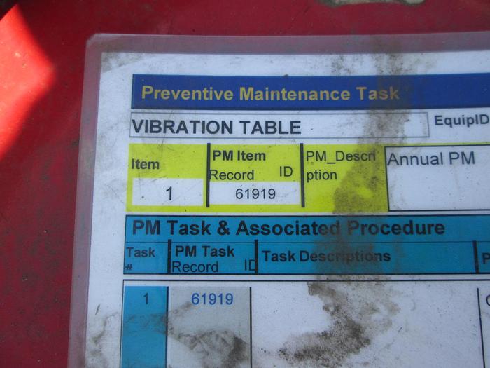 Used All American Vibration Table