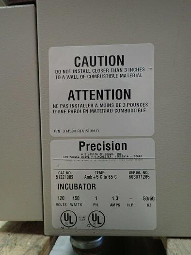 Used Precision Cat. No. 51221089 Incubator 51221089