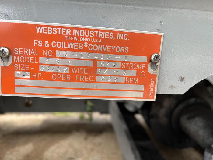 Used WEBSTER INDUSTRIES FLAT SPRING SHAKER CONVEYOR
