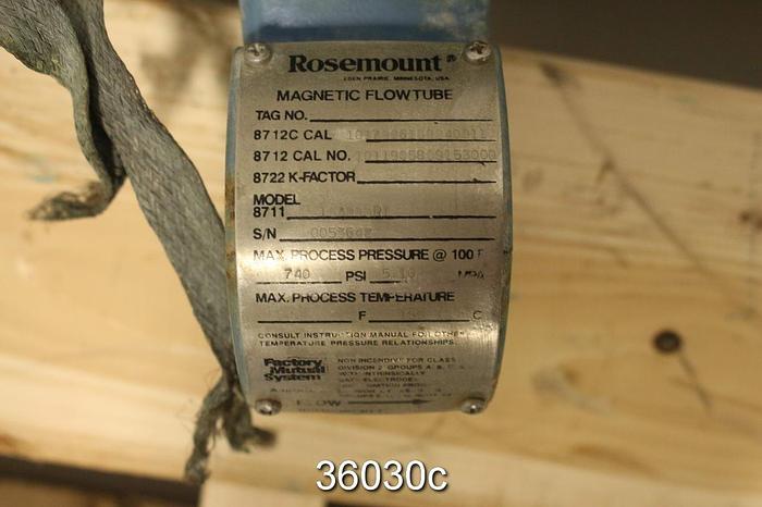 Used Rosemount 8711TSA005R1 0.5" Magnetic Flow Tube #36030