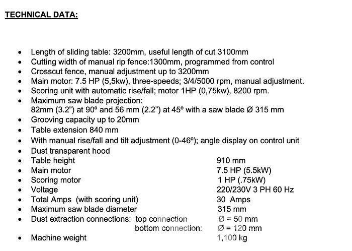 Used 2019 Altendorf WA8 3200 Sliding Table Saw