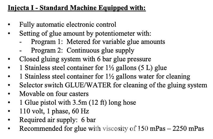 Used 2020 Gannomat Injecta 1 Glue Applicator
