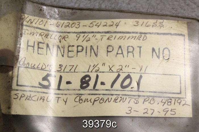 Used Goulds 3171 1.5x2x11 Pump Impeller, 5-Vane, 11" Diameter, 51-81-101 #39379