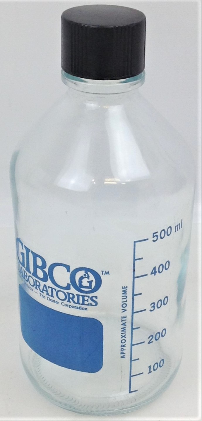 Used Corning PYREX 1395 and Kimble KIMAX 14395 Graduated Media Bottle - 500mL