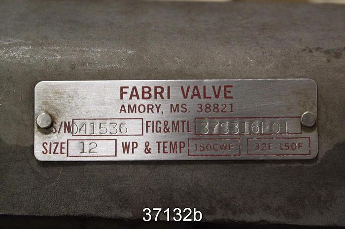 Used Fabri 12" Hand Operated Knife Gate Valve, 37S316F01 #37132