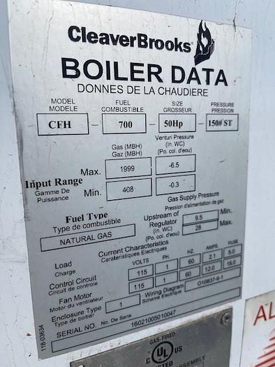 Used Cleaver Brooks 50 HP Boiler