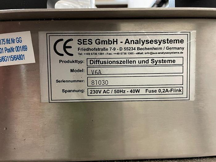 Used SES Gmbh V6A diffusion cells