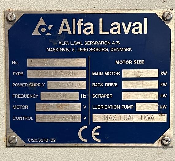 Refurbished 1997 Alfa Laval DSNX4850