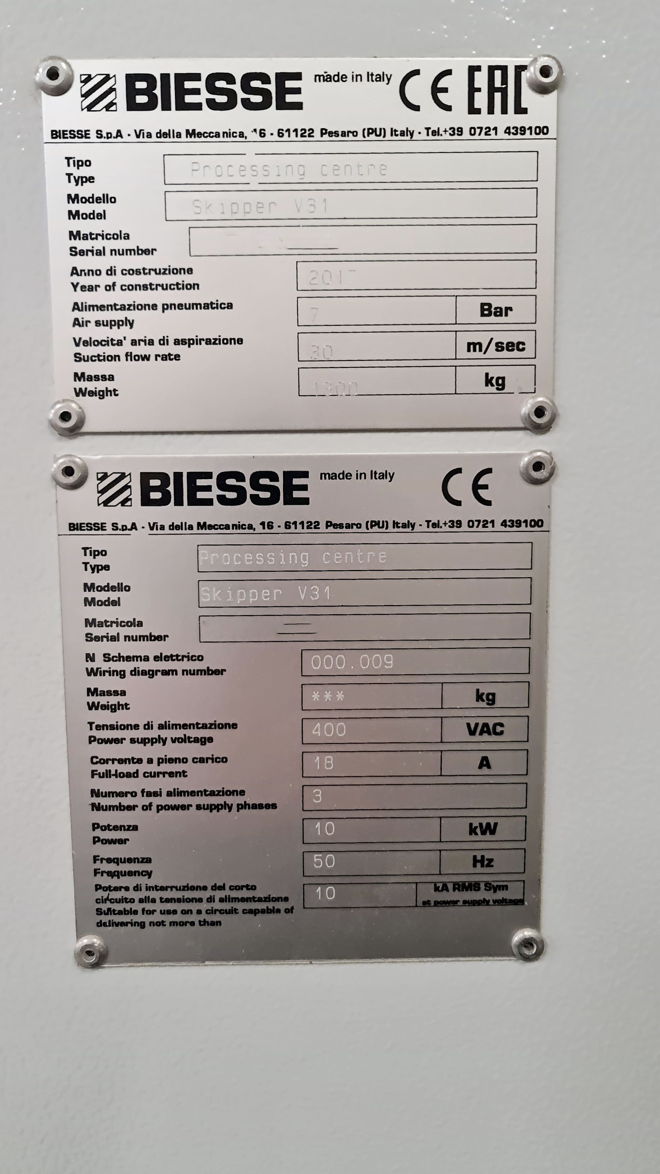 Used Biesse SKIPPER V31- CNC Boring machine - 2017