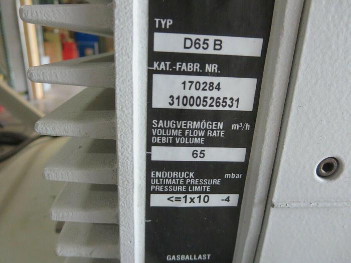 Used Oerlikon(Leybold), Trivac, D65B, Vacuum Pump, W/Nidec, 10710182-100, 3 HP, Motor