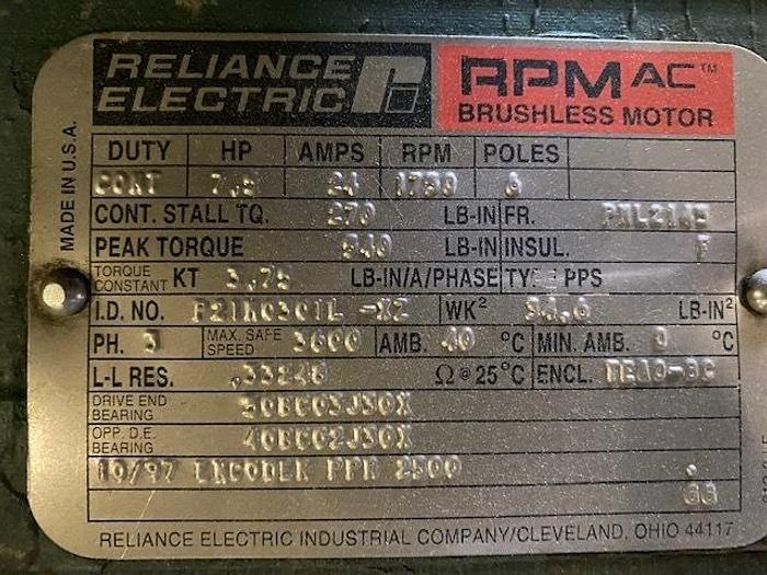 Used 7.5 HP RELIANCE ELECTRIC MOTOR 1750 RPM