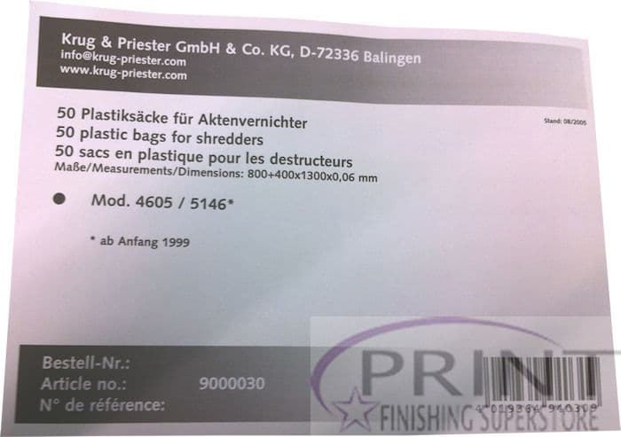 IDEAL Shredder Bags For 4605 (18500400 / 9000030)