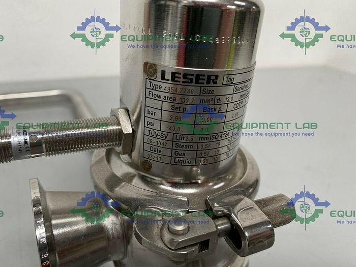 Used Leser  4854.7748 Stainless Steel Valve w/ Piping & 1 1/2" & 3/4" Sanitary Fitting