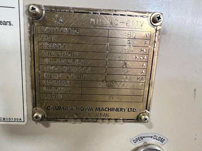 Used 1998 OKUMA & HOWA 611V - Fanuc control, 50 Taper