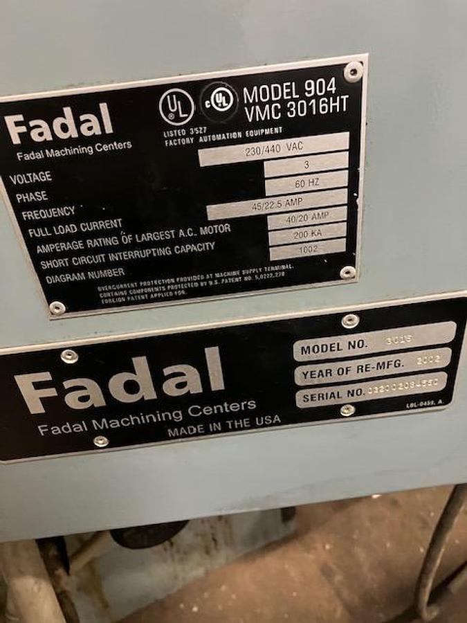 Used 2002 Fadal VMC-3016HT