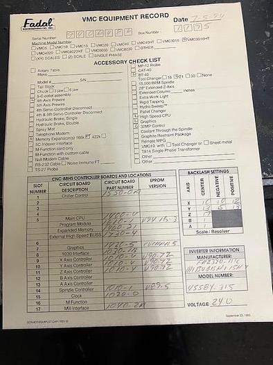 Used 1994 Fadal VMC-3016HT