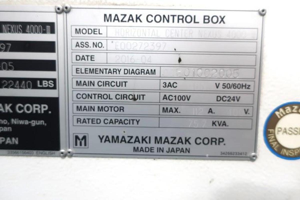 Used 2016 MAZAK HCN NEXUS 4000-III
