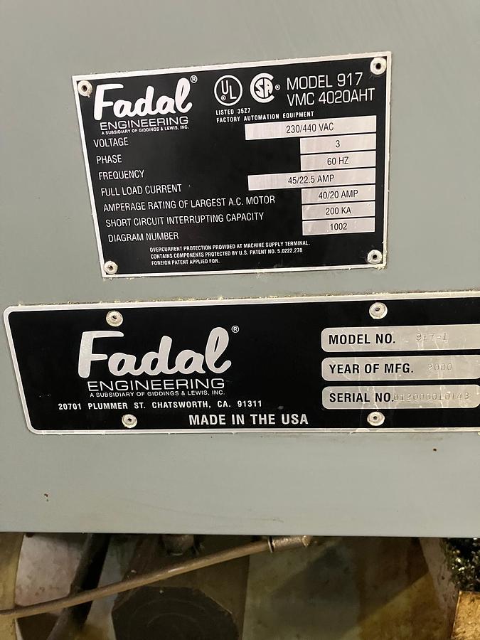 Used 2000 Fadal VMC-4020AHT