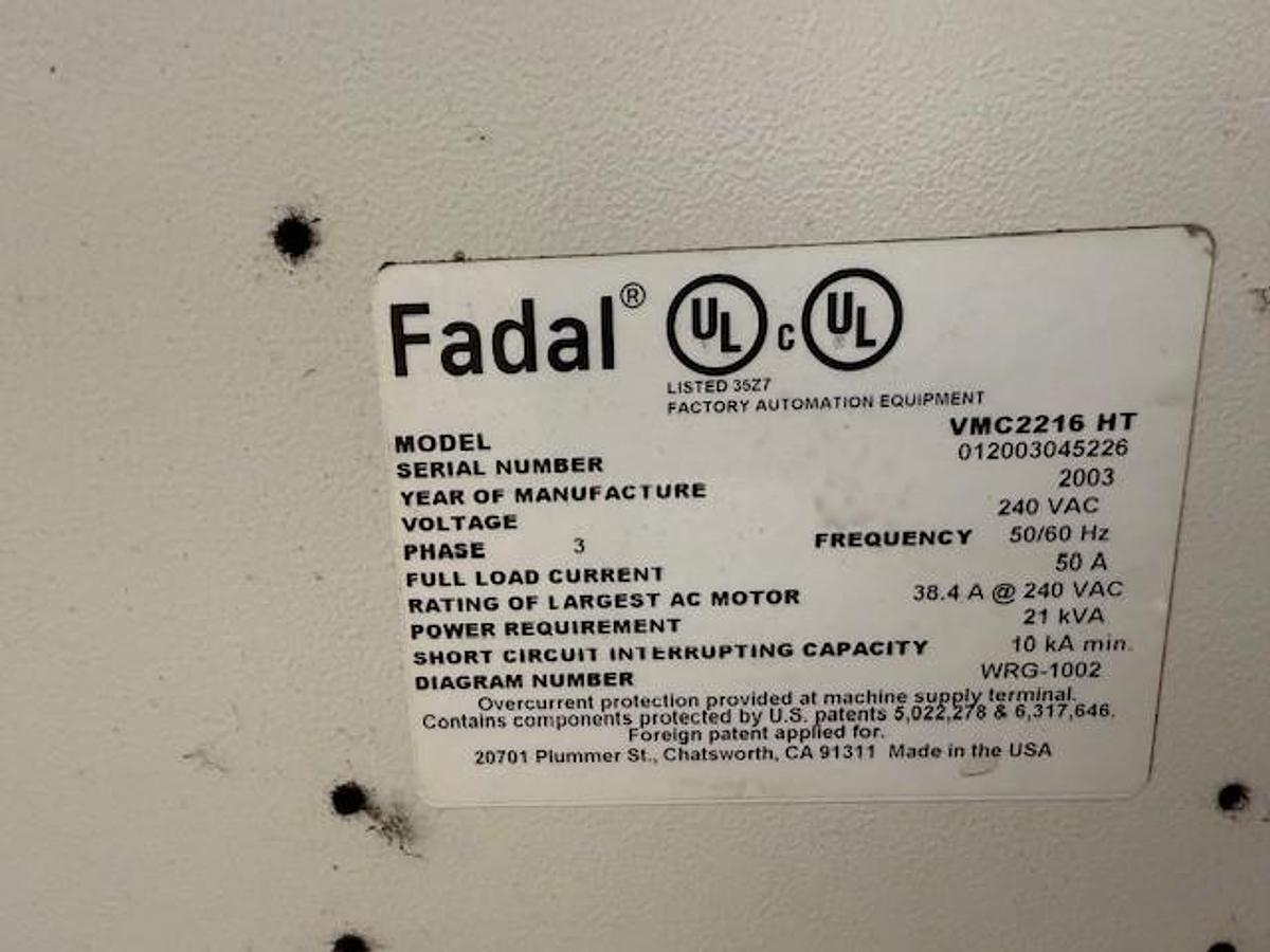 Used 2003 Fadal VMC-2216HT