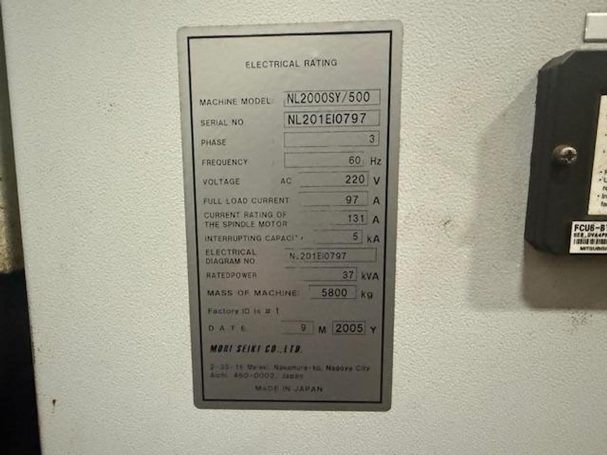 Used 2005 Mori Seiki NL2000SY/500