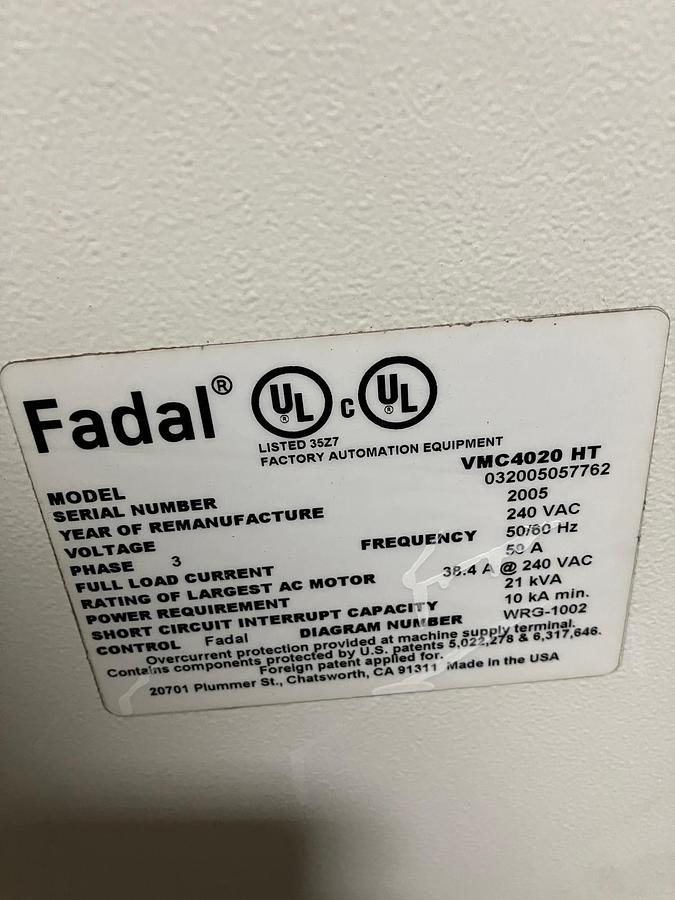 Used 2005 Fadal VMC-4020HT
