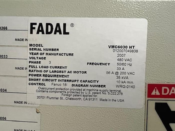 Used 2007 Fadal VMC-6030HT