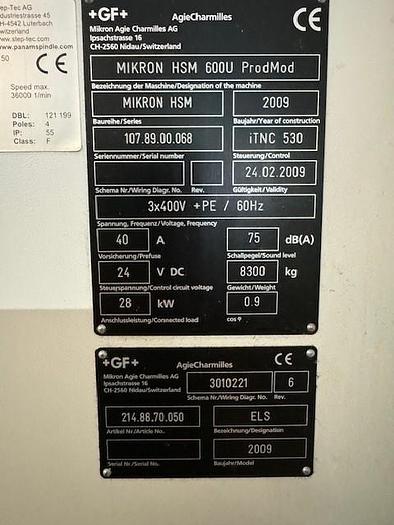 Used 2009 Mikron HSM 600 U ProdMod