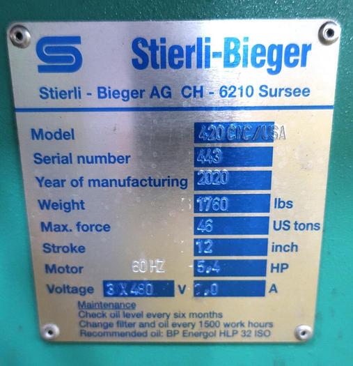 Used 2020 Stierli-Bieger 420