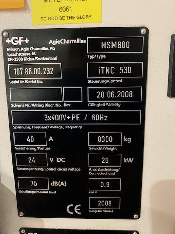 Used 2008 Mikron HsM 800